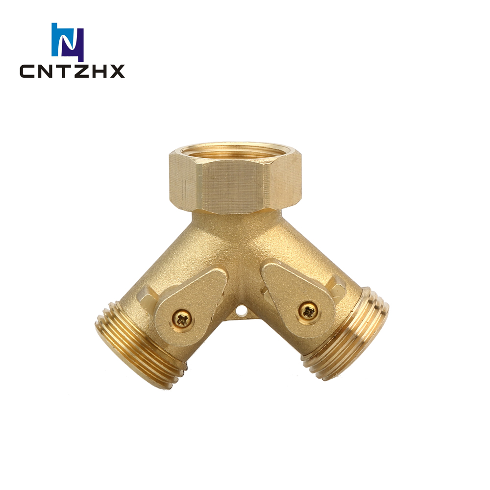 Brass Garden Hose Splitter (2 Way), Solid Brass Hose Y Splitter
