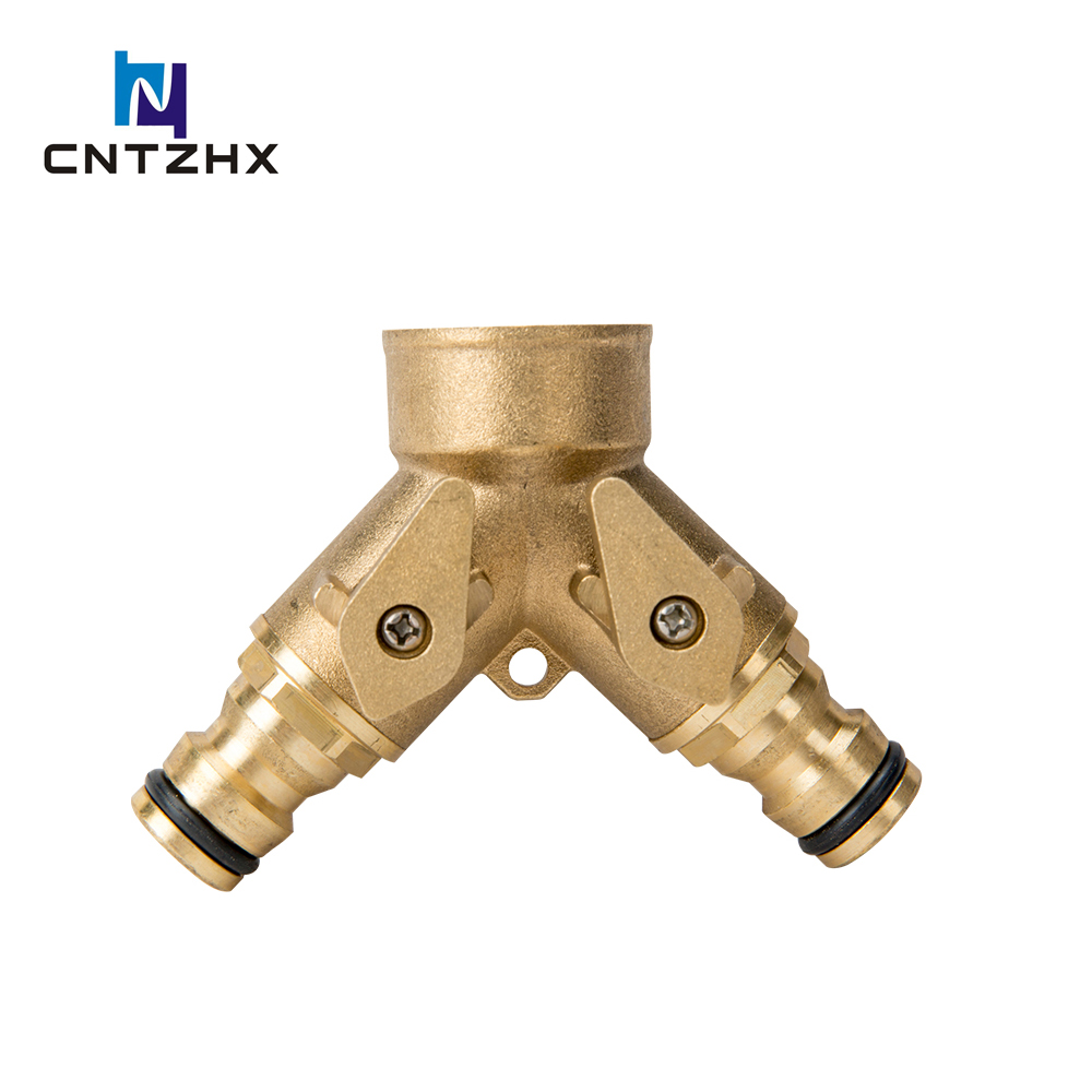 Brass Garden Hose Quick Connector 2-Way Splitter