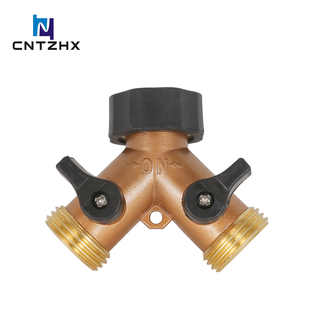 Brass 2-way hose splitter (Alumium body)