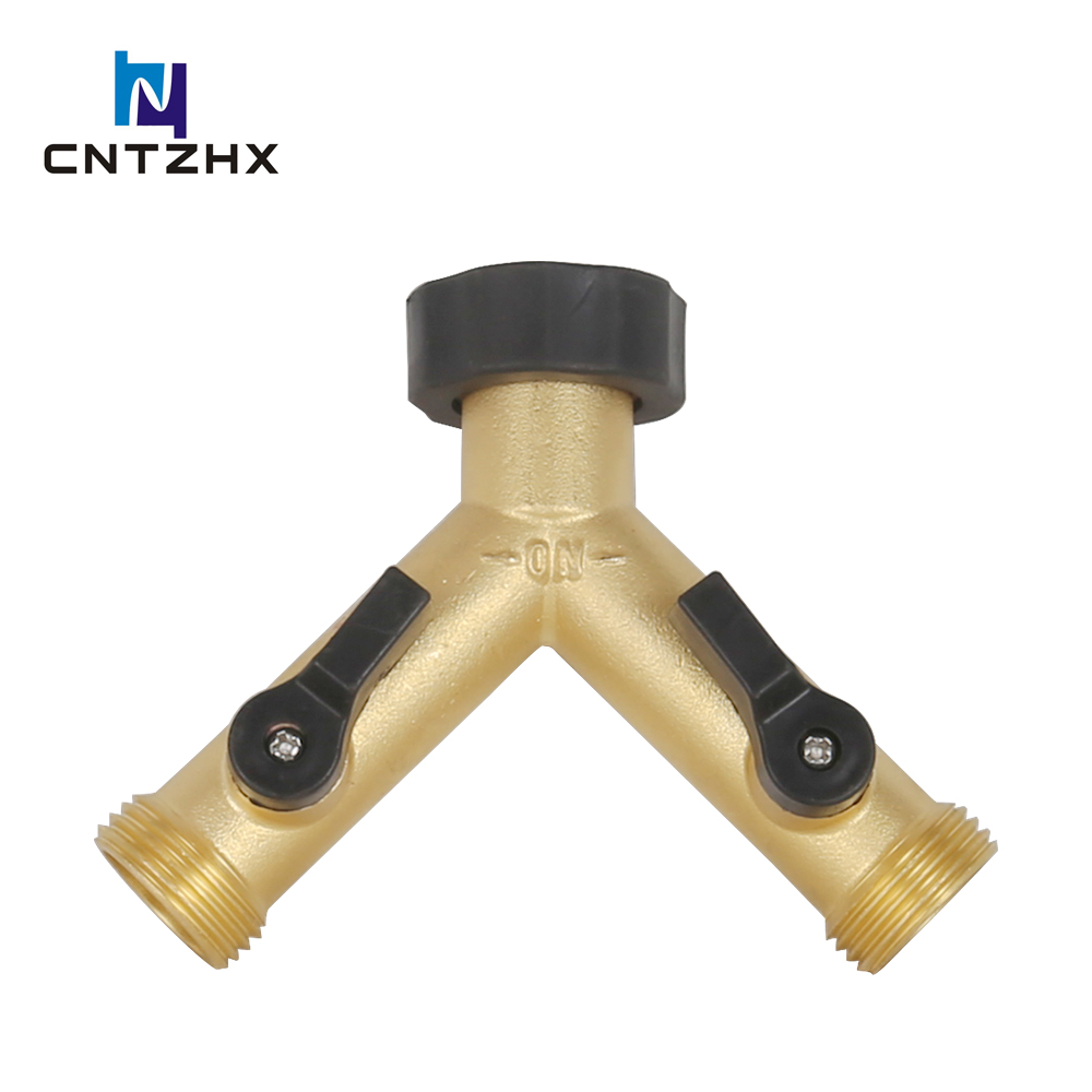 Brass Dual Outlet Long-Neck Hose Splitter