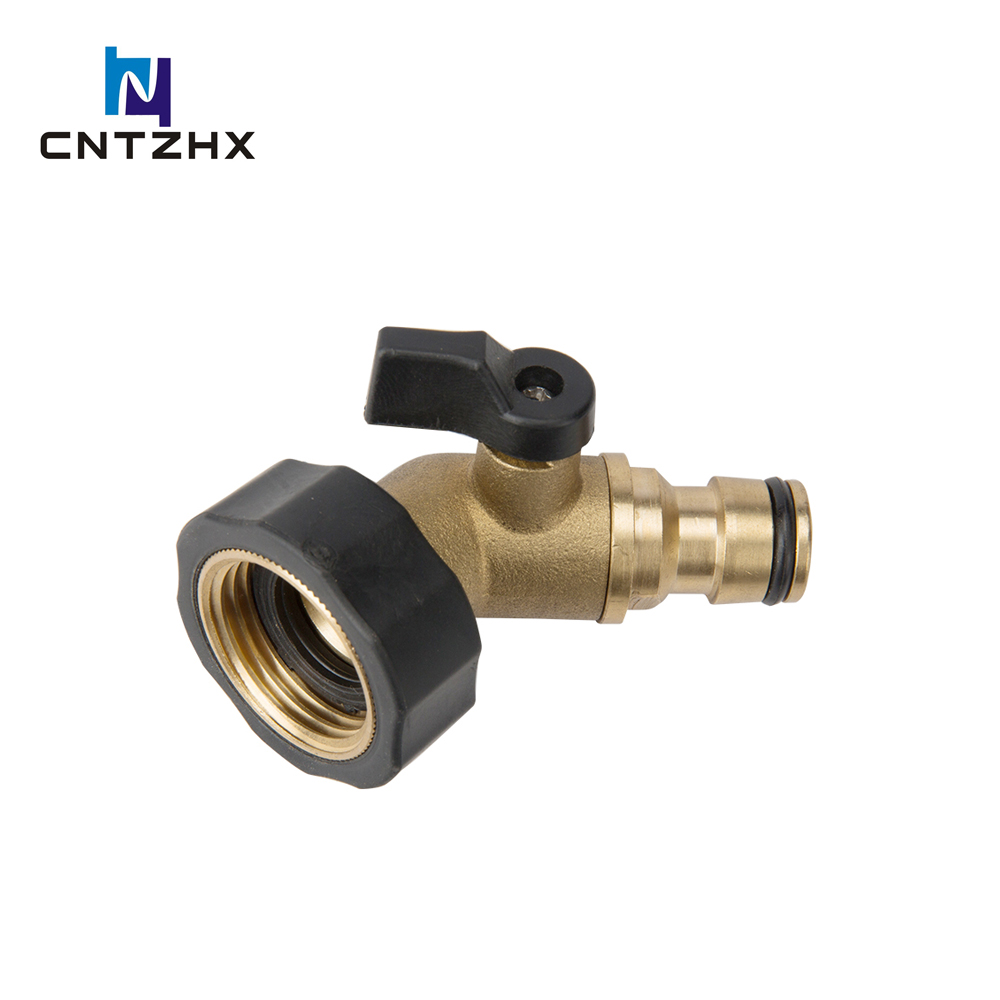 Heavy Duty Brass Shut Off Valve Garden Hose Elbow Connector